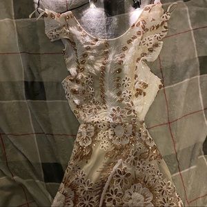 SELFIE LESLIE Floral Sequin Rose Gold Homecoming Dress
